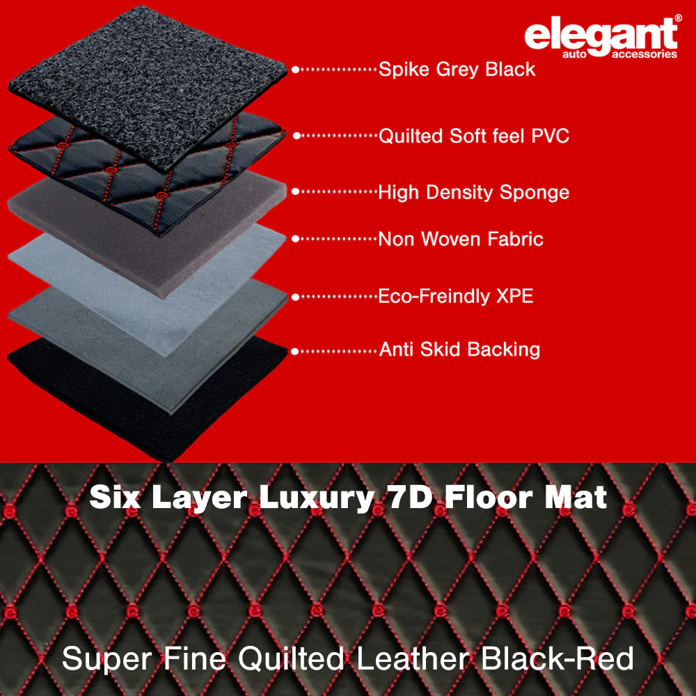 7D Car Floor Mats Black and Red For Maruti Ignis - Image 3