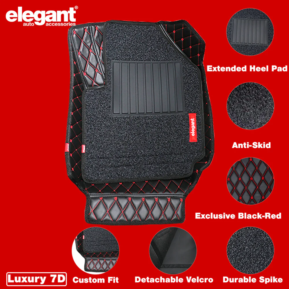 7D Car Floor Mats Black and Red For Nissan Kicks - Image 2