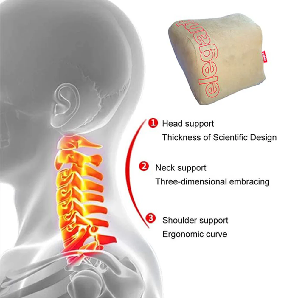 Elegant Active Memory Foam Neck Rest D Support Pillow (Set of 2) - Image 4