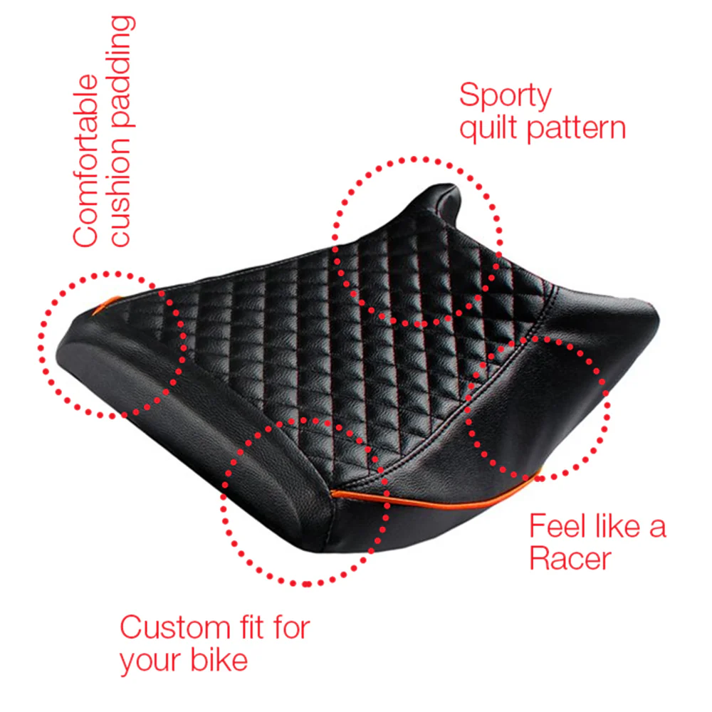 Cameo Sports Bike Seat Cover Black and Orange for KTM RC - Image 3