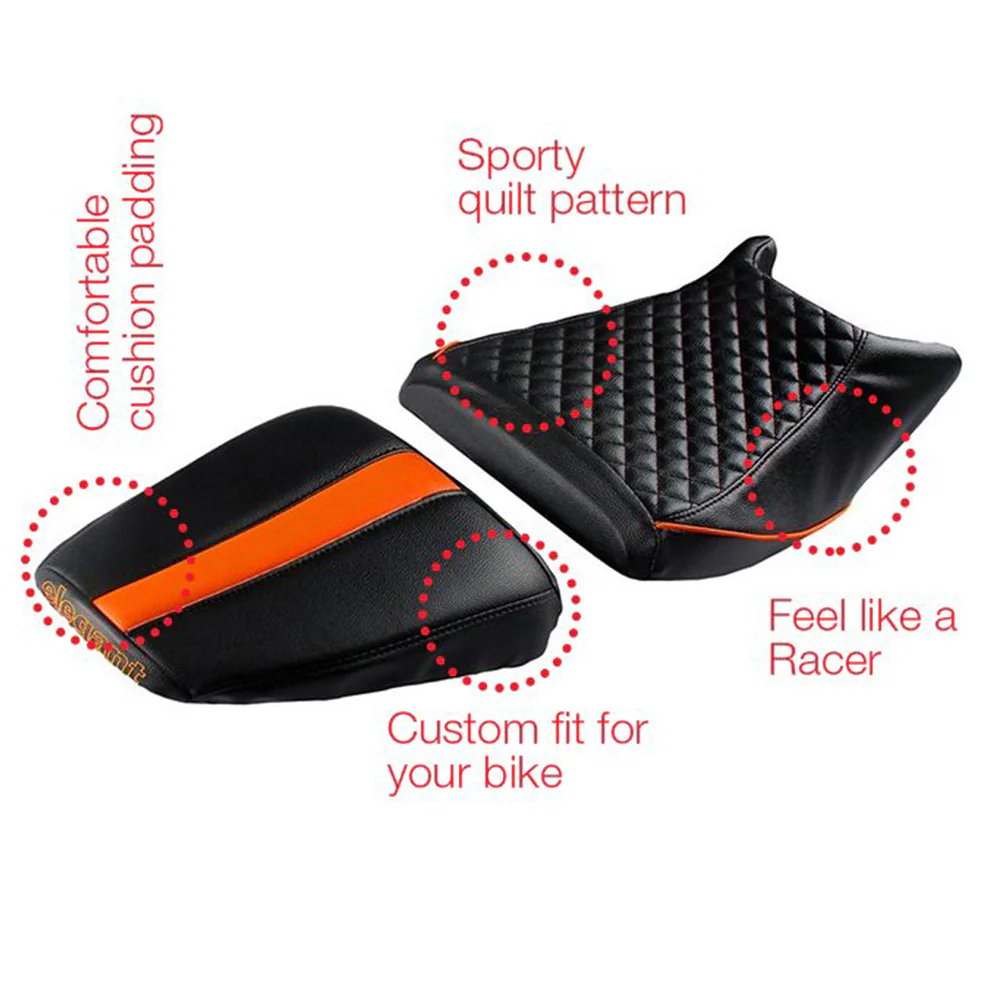 Cameo Sports Twin Bike Seat Cover Black and Orange for KTM Duke - Image 3