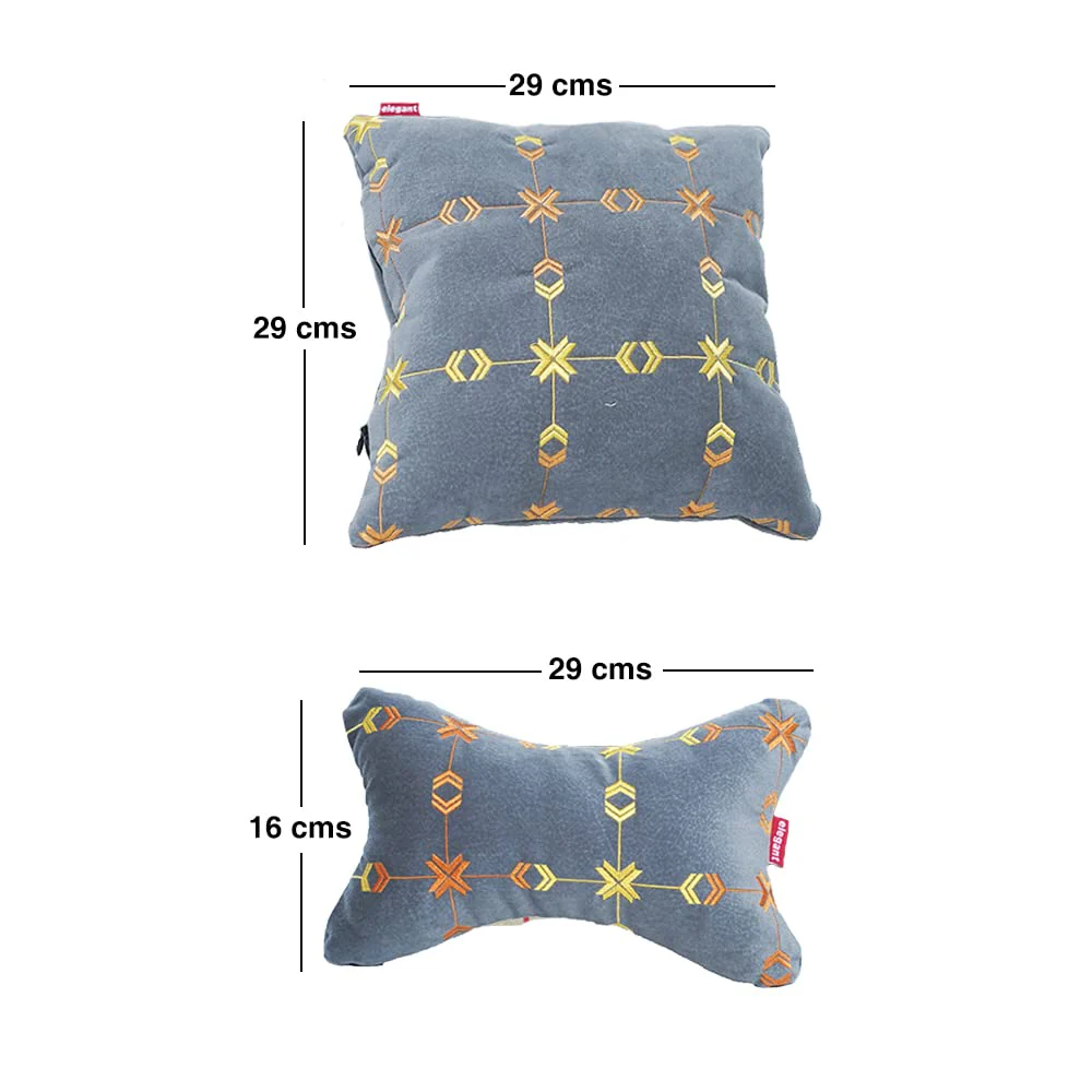 Elegant Car Comfy Pillow And Neck Rest Square Set of 4 Design CU10 - Image 5