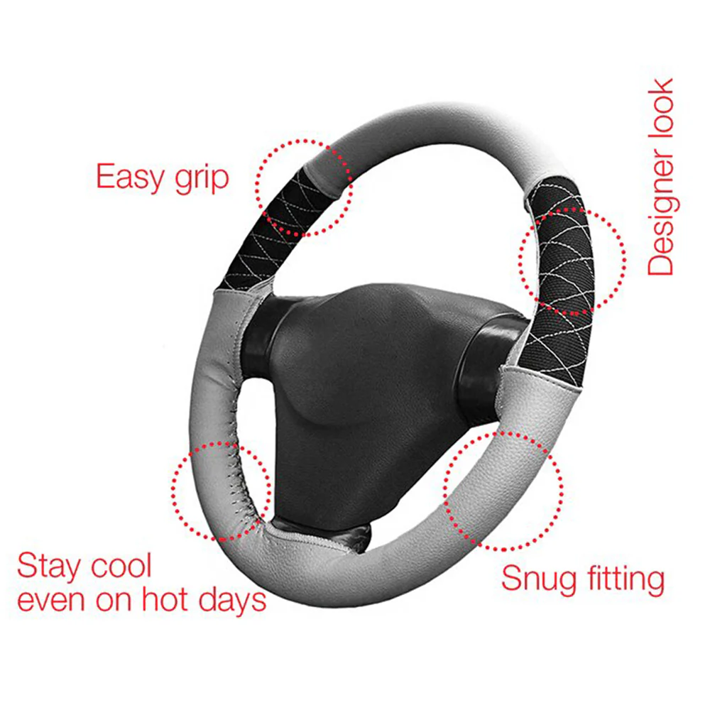 Car Steering Wheel Cover Grey - Image 5