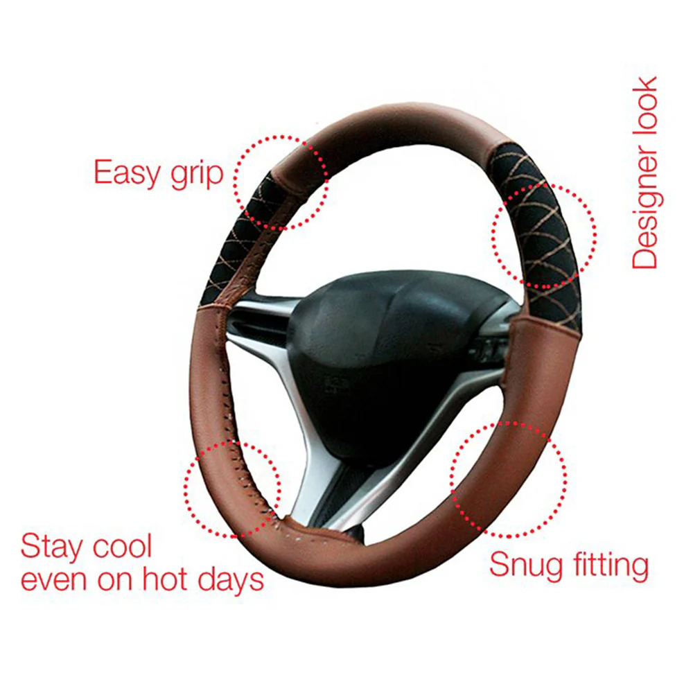 Car Steering Wheel Cover Tan - Image 5