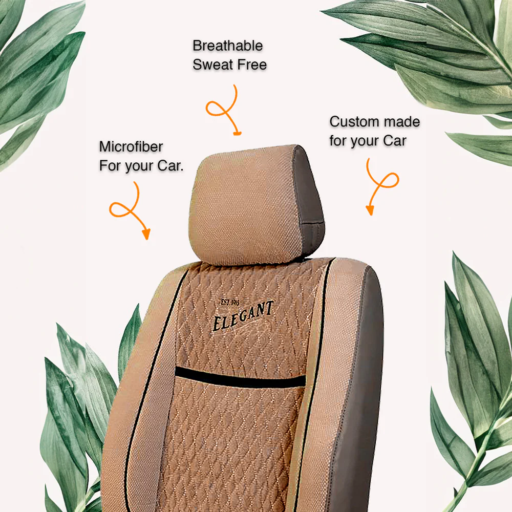 Vintage Bucket Fit Fabric Car Seat Cover For Volkswagen Virtus with Free Set of 4 Comfy Cushion & Neck Rest - Image 8