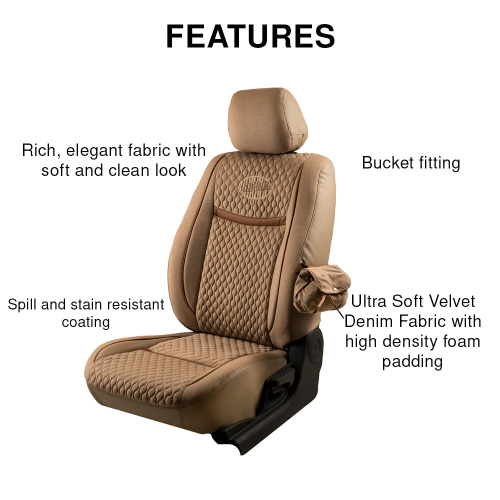 Denim Retro Velvet Fabric Car Seat Cover For Mahindra XUV 400 EV - Image 8
