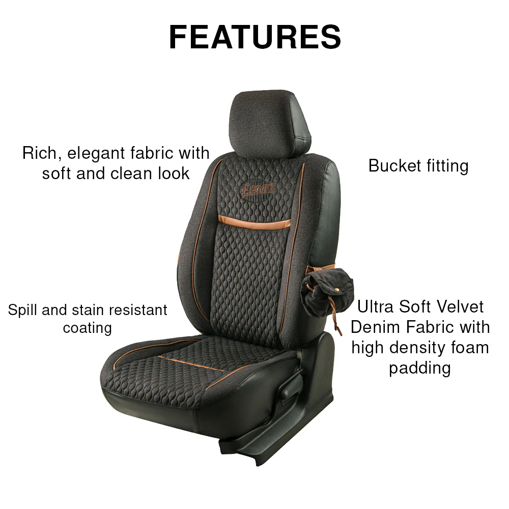 Denim Retro Velvet Fabric Car Seat Cover For MG Hector - Image 10