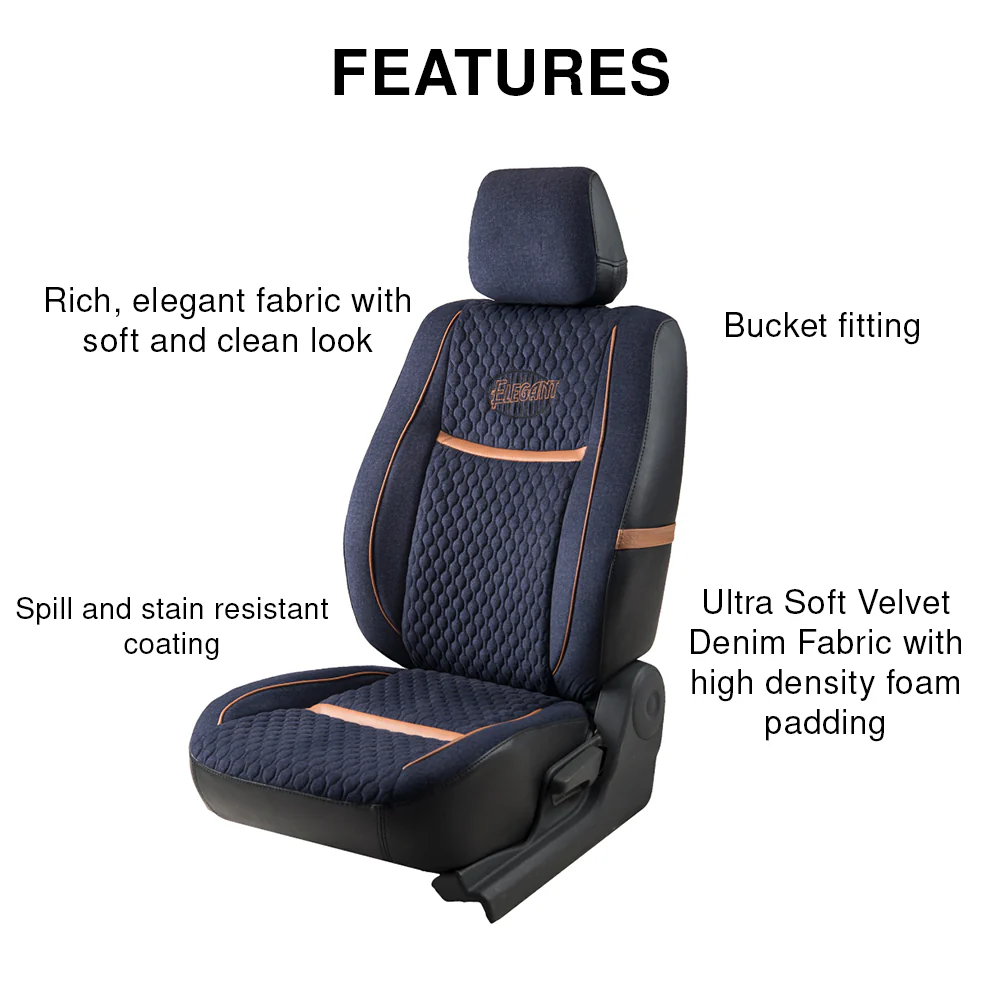 Denim Retro Velvet Fabric Car Seat Cover For Tata Tiago - Image 4