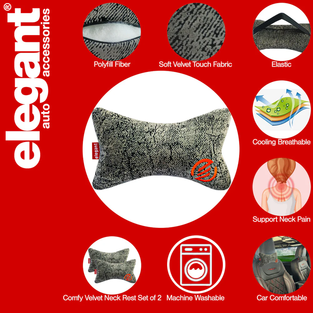 Elegant Comfy Velvet Cushion & Neck Rest Car Pillow CU13 - Image 30