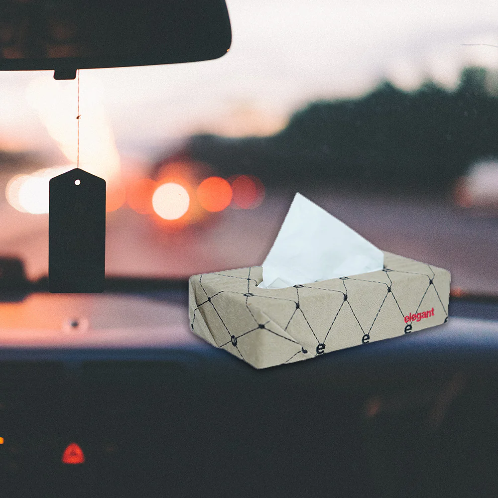 Fabric Tissue Box Beige E Design CU01 - Image 2
