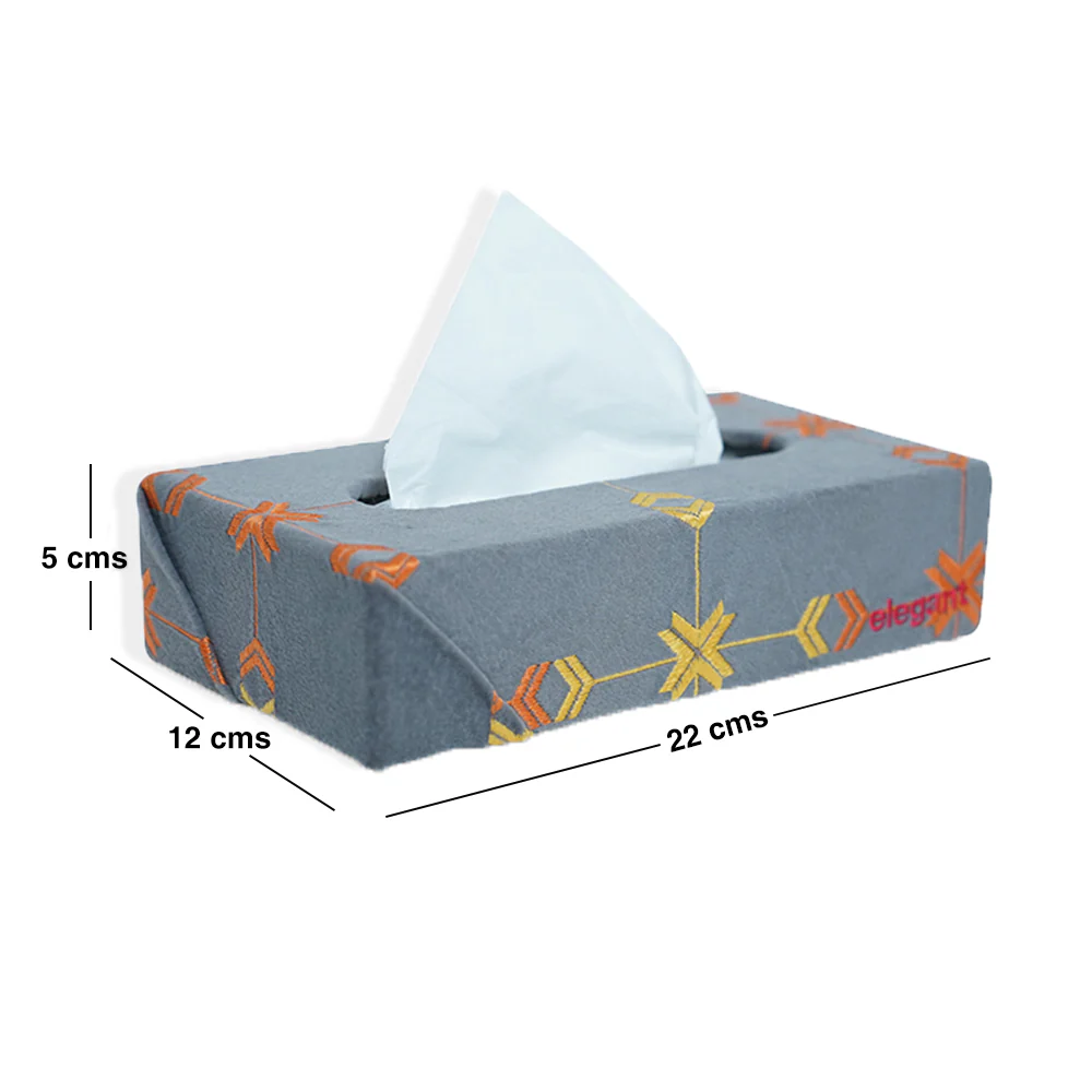 Fabric Tissue Box Grey Square Design CU10 - Image 4