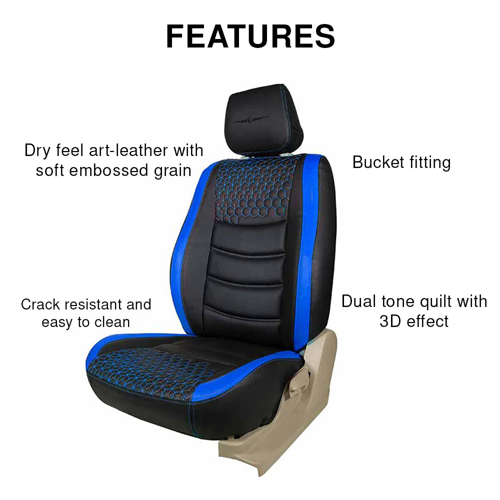 Glory Prism Art Leather Car Seat Cover Black and Blue For Maruti Victoris - Image 4