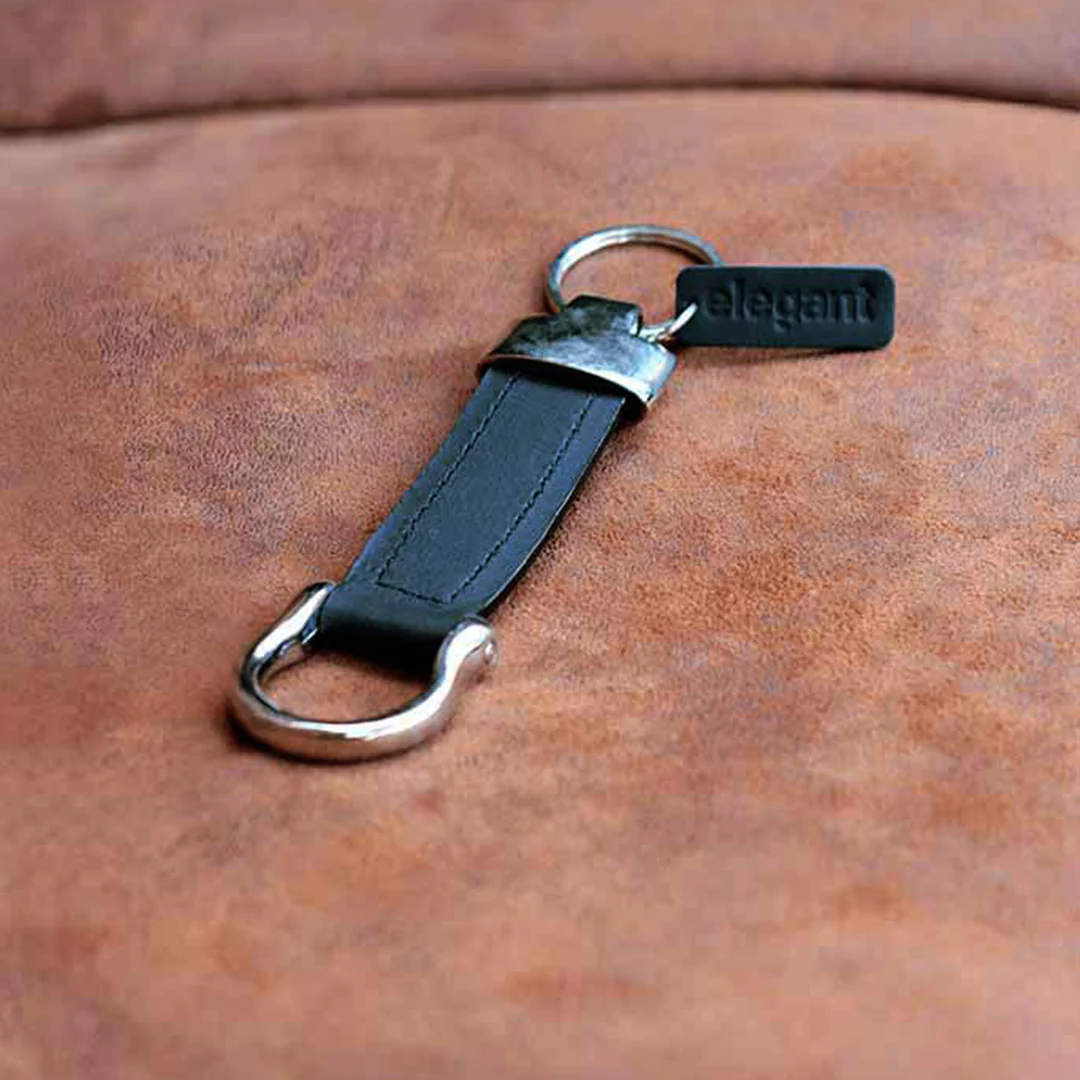 Leather Keychain Black (ELE-17) - Image 2