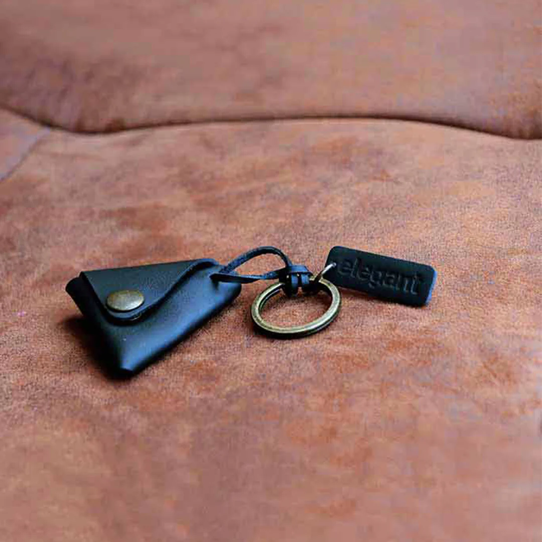 Leather Keychain Black (ELE-18) - Image 2