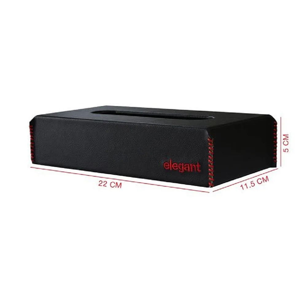 Nappa Leather Tissue Box Black and Red - Image 4
