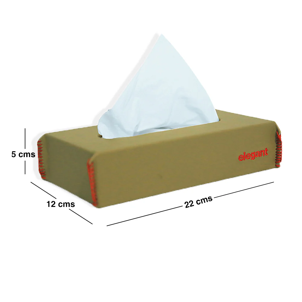 Nappa Leather Tissue Box Plain Beige And Red - Image 4