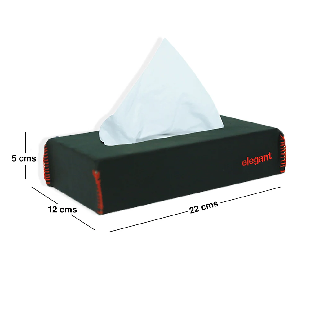 Nappa Leather Tissue Box Plain Black And Red - Image 4