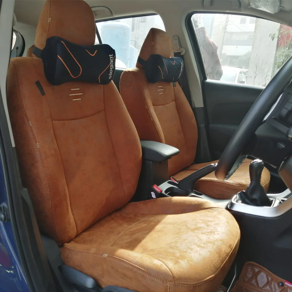 Nubuck Patina Leather Feel Fabric Car Seat Cover For Mahindra XUV 3XO - Image 11