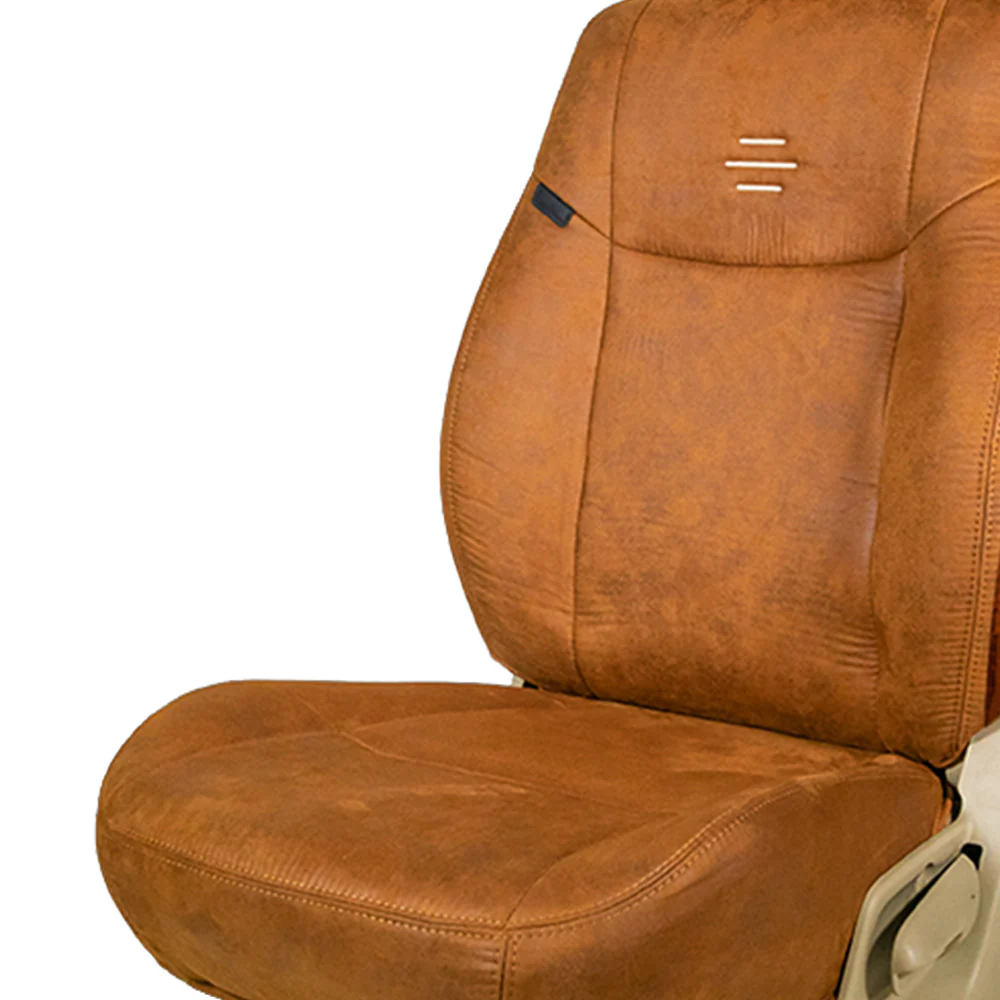 Nubuck Patina Leather Feel Fabric Airbag Friendly Car Seat Cover Tan - Image 3