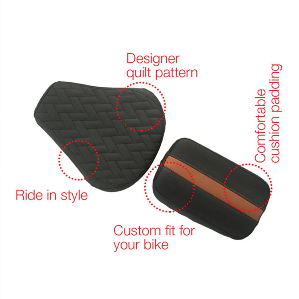 Prime Luxury Twin Bike Seat Cover Black and Tan for Bullet - Image 4