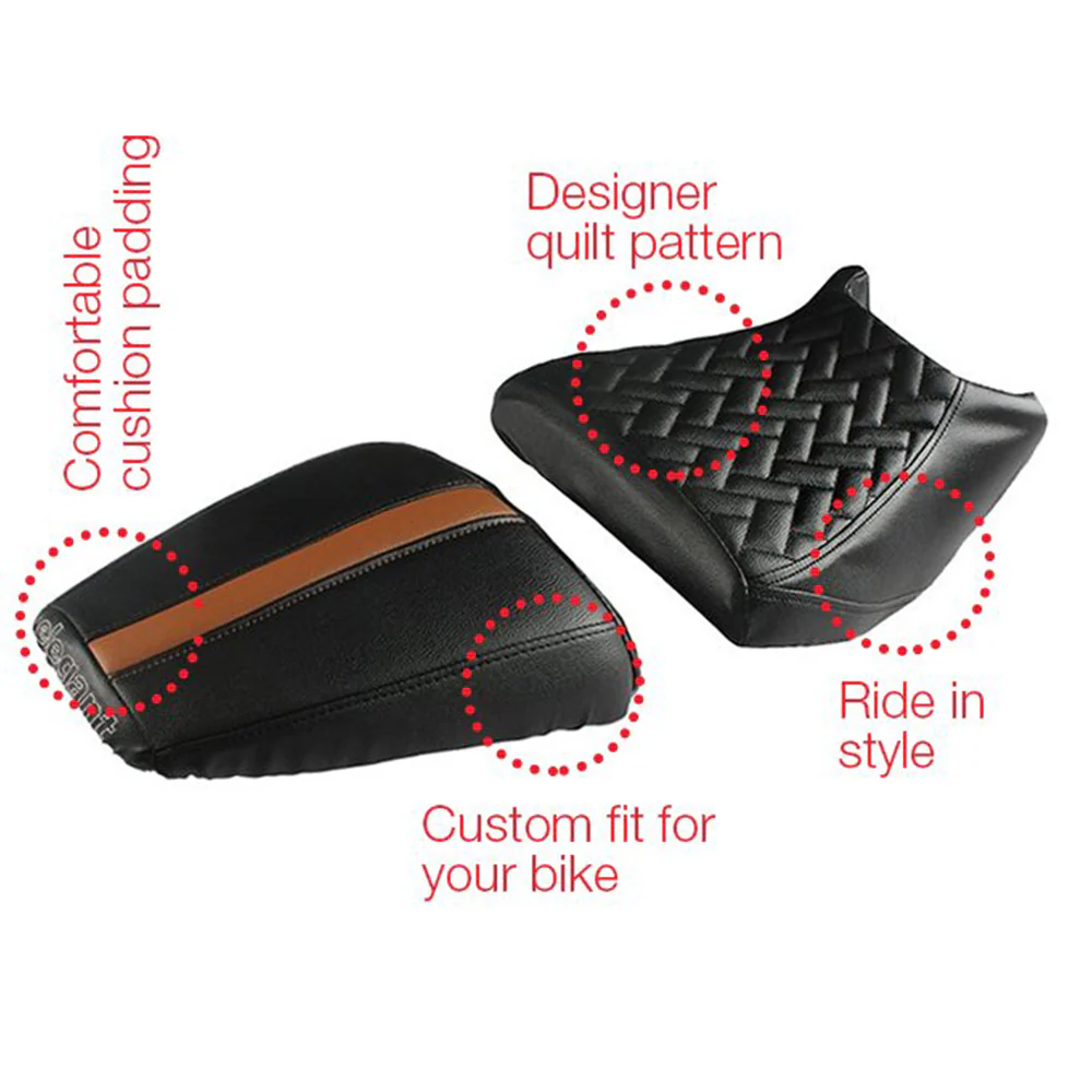 Prime Luxury Twin Bike Seat Cover Black and Tan for KTM Duke - Image 3