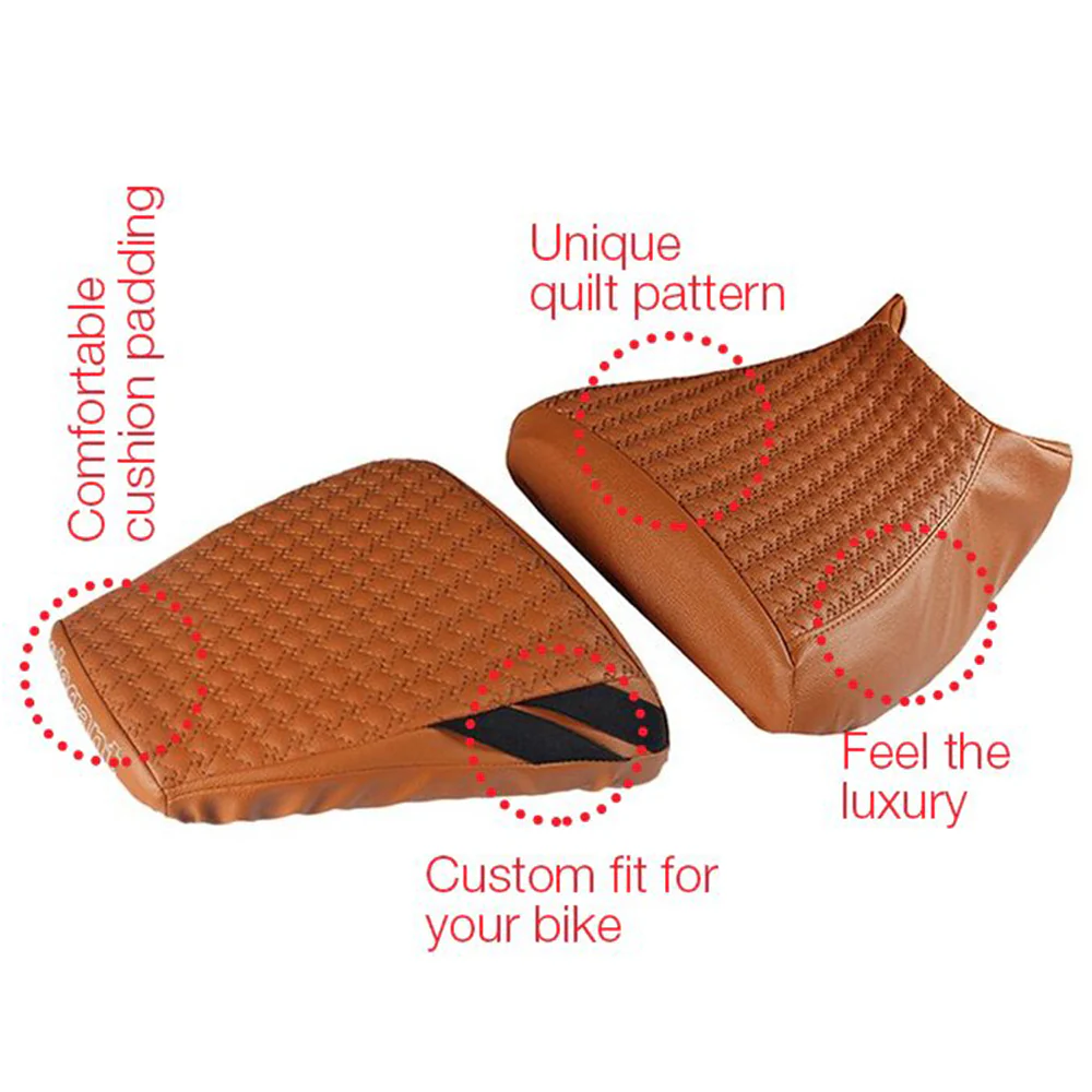 Rodeo Luxury Twin Bike Seat Cover Tan with Black Side Detail for KTM Duke - Image 3