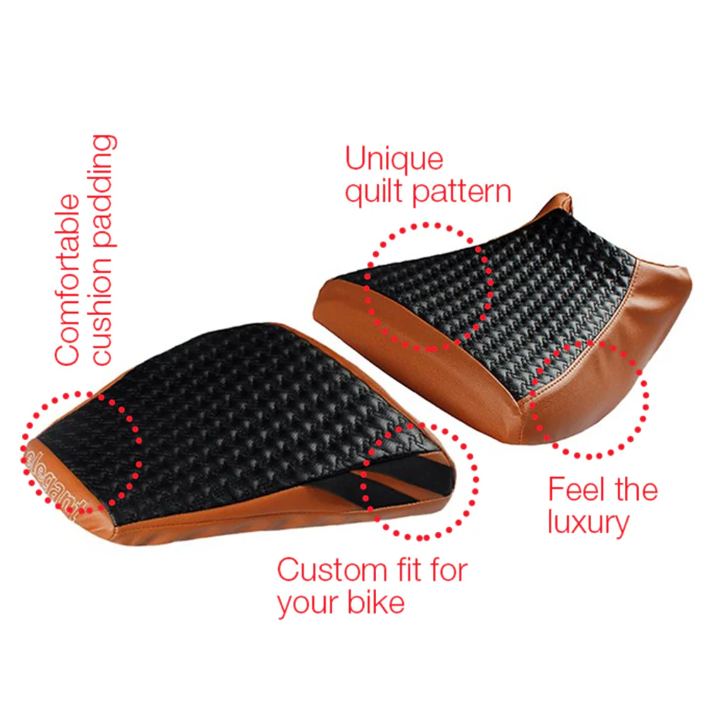 Rodeo Luxury Twin Bike Seat Cover Tan with Black Top for KTM Duke - Image 3