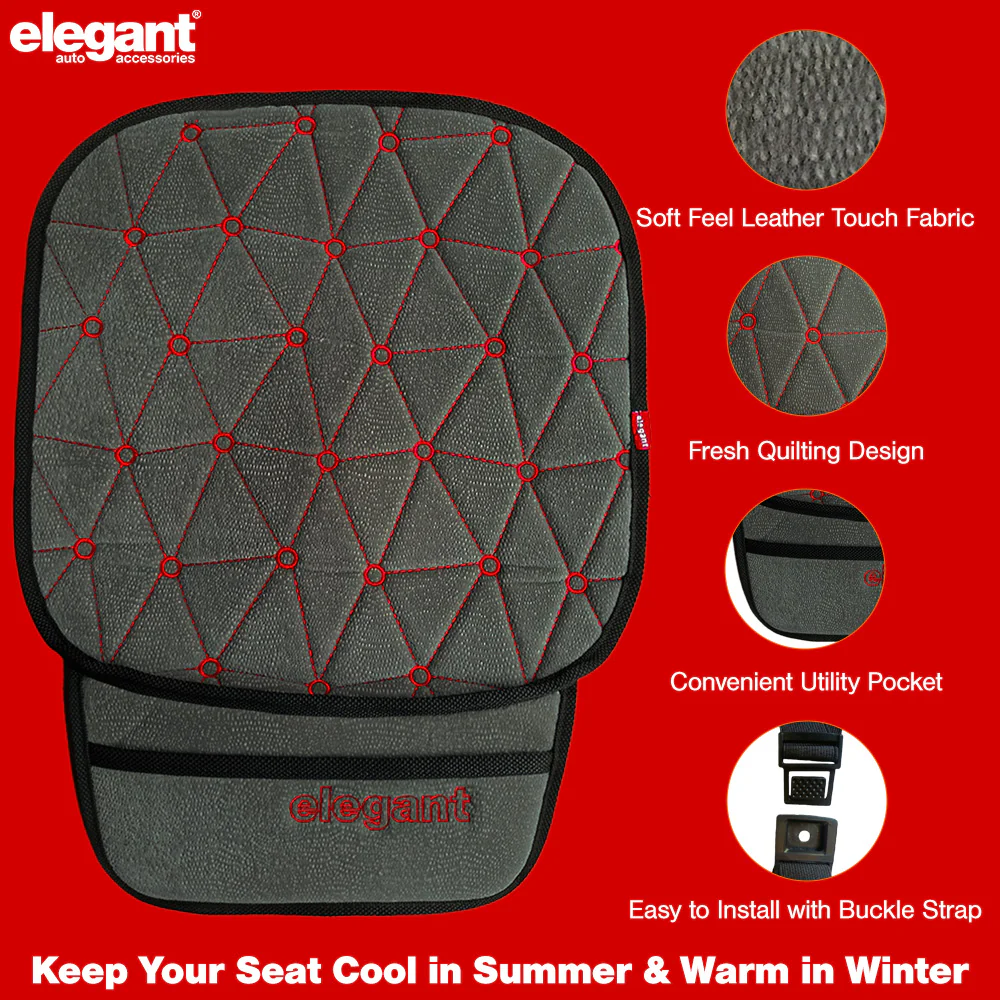 Space CoolPad Car Seat Cushion Grey-Red (For Driver) - Image 3