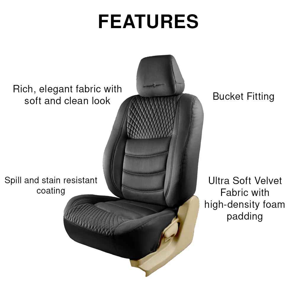 Veloba Crescent Velvet Fabric Car Seat Cover For MG Astor - Image 4