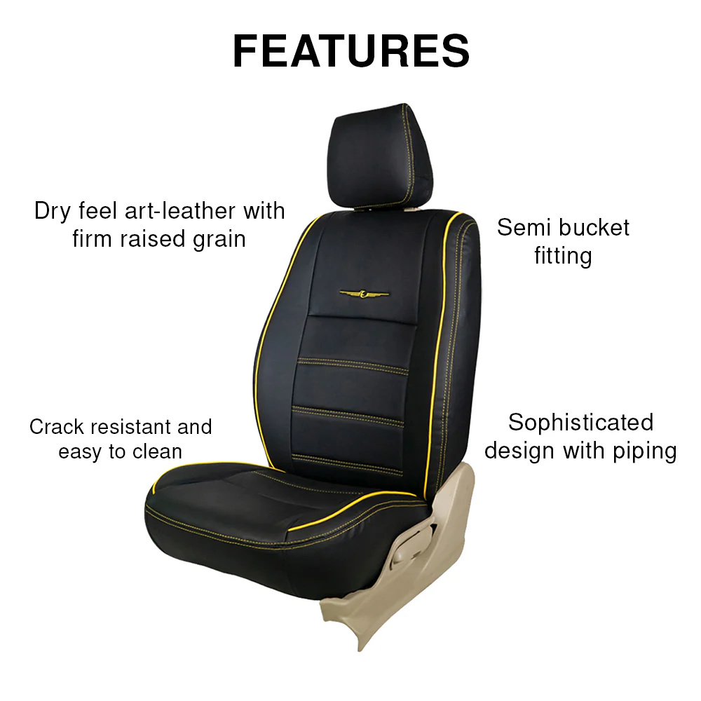 Vogue Urban Plus Art Leather Car Seat Cover Black and Yellow For Mahindra Scorpio - Image 4