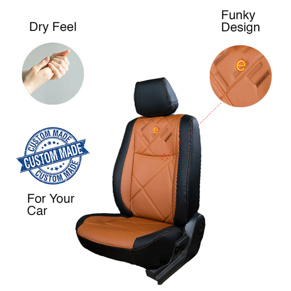 Victor Duo Art Leather Car Seat Cover Black Tan and Orange For Citroen C3 - Image 5